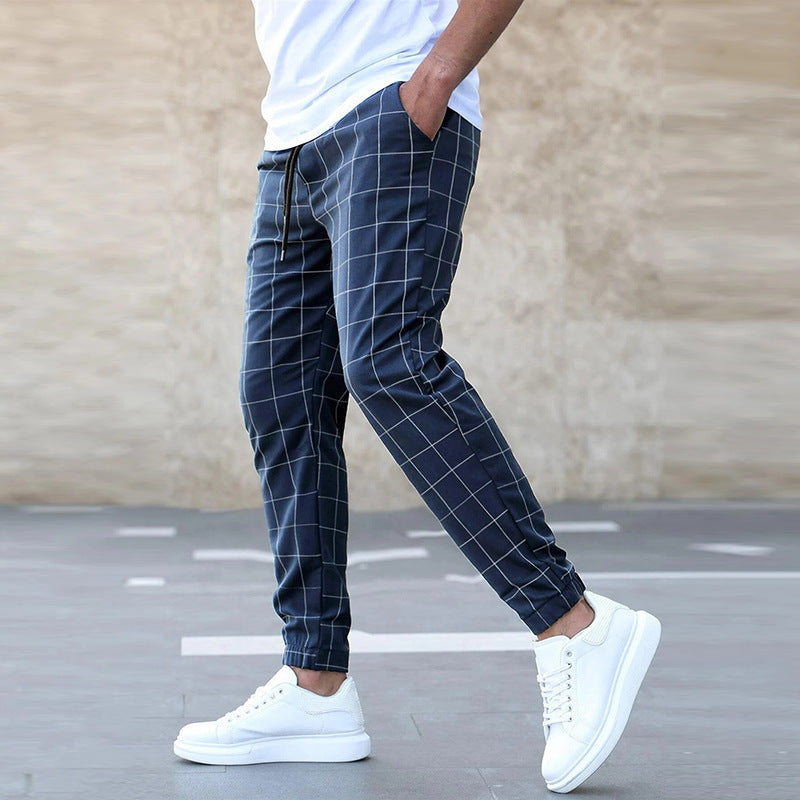 Street Fashion Pants Plaid Casual Pants Fashion Men&#039;s Casual Pants Rope Pants