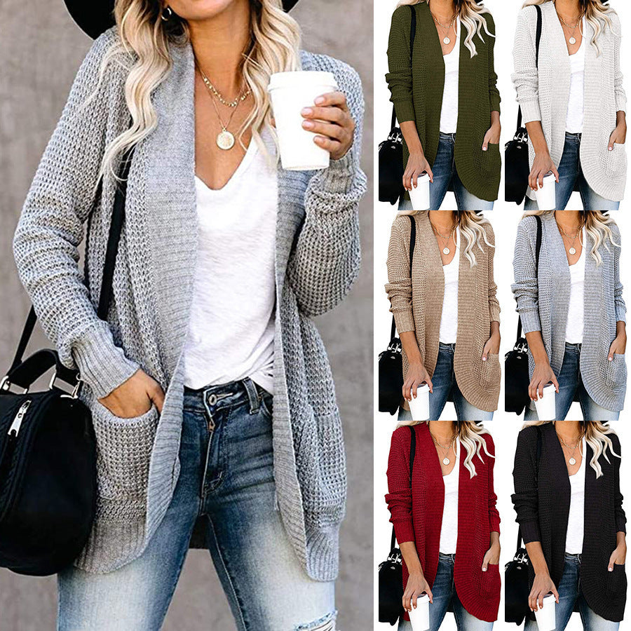 Cardigan Autumn And Winter Knitted Sweater Women&#039;s New Curved Placket Loose Women&#039;s Clothing