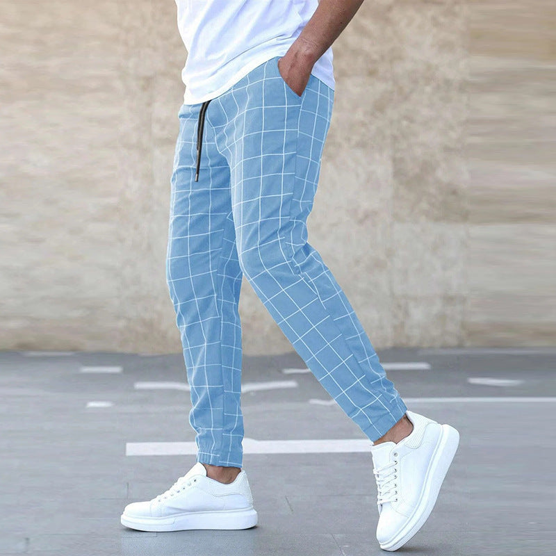 Street Fashion Pants Plaid Casual Pants Fashion Men&#039;s Casual Pants Rope Pants