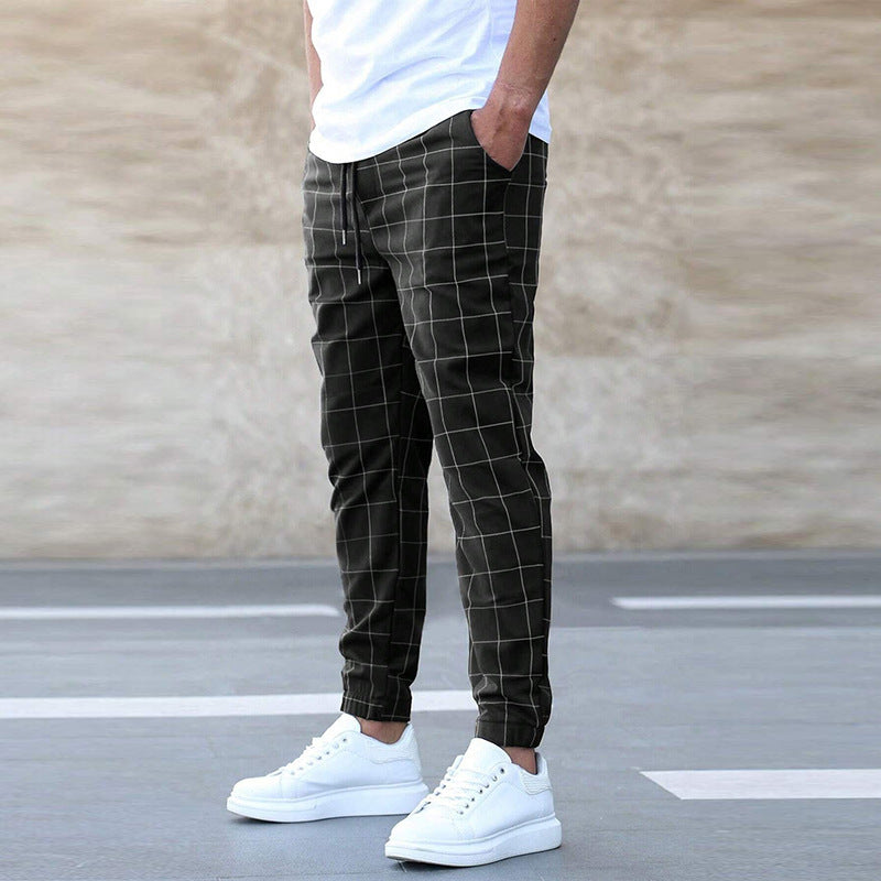 Street Fashion Pants Plaid Casual Pants Fashion Men&#039;s Casual Pants Rope Pants