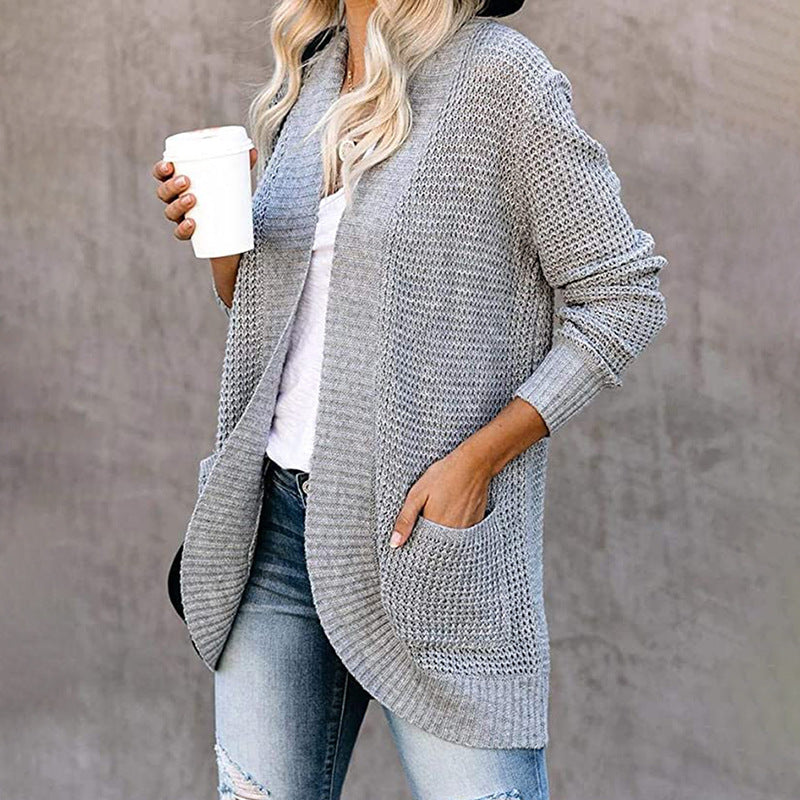 Cardigan Autumn And Winter Knitted Sweater Women&#039;s New Curved Placket Loose Women&#039;s Clothing