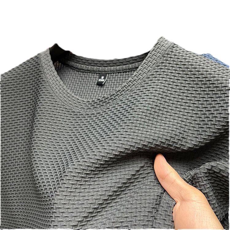 Mesh Bamboo Ice Silk T-shirt Men&#039;s Short-sleeved Summer Stretch Slim-fit Comfortable Cool-feeling Top Casual All-match Half-sleeve Trendy