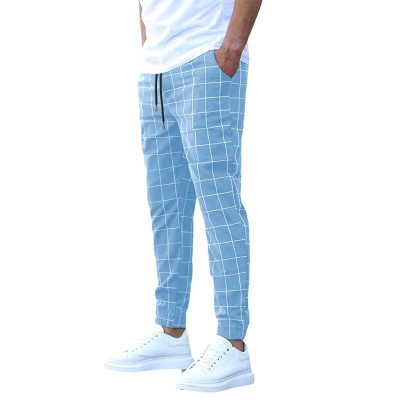 Street Fashion Pants Plaid Casual Pants Fashion Men&#039;s Casual Pants Rope Pants