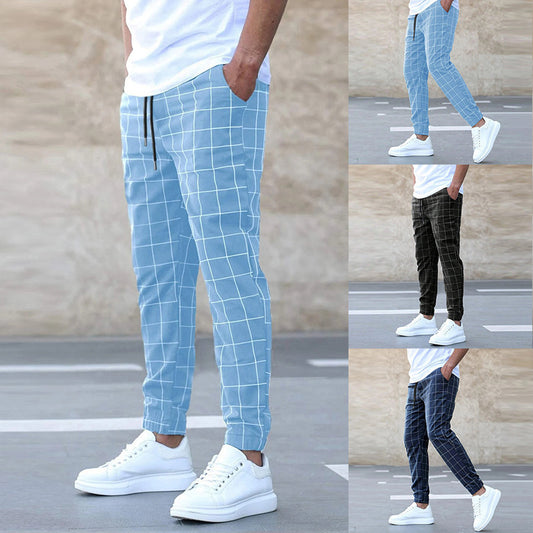 Street Fashion Pants Plaid Casual Pants Fashion Men&#039;s Casual Pants Rope Pants