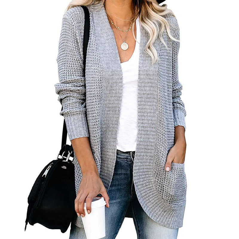 Cardigan Autumn And Winter Knitted Sweater Women&#039;s New Curved Placket Loose Women&#039;s Clothing