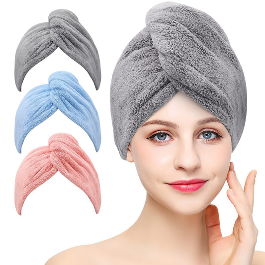 Microfiber Coral Fleece Hair Drying Cap Absorbent Quick-drying Headscarf Hair Drying Towel Shower Cap